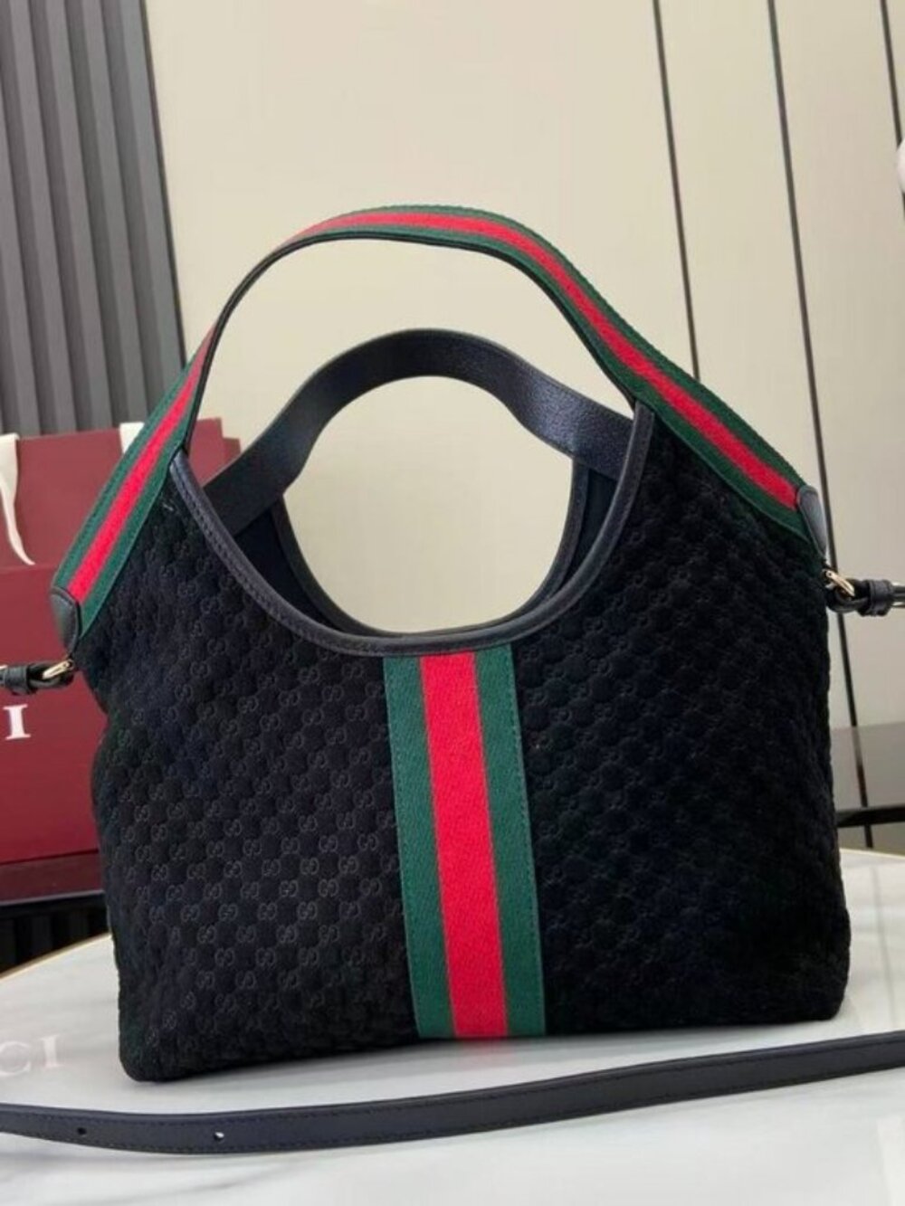Gucci Black Giglio Large Tote Bag